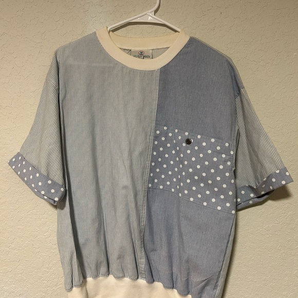 Vintage 90’s Holiday Beach Club mixed media patch work short sleeve shirt - Picture 2 of 8